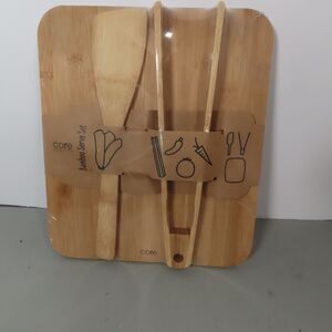 *New* Core Bamboo ~ Bamboo Serve Set ~ Serving Board Spatula Tongs ~ Sealed